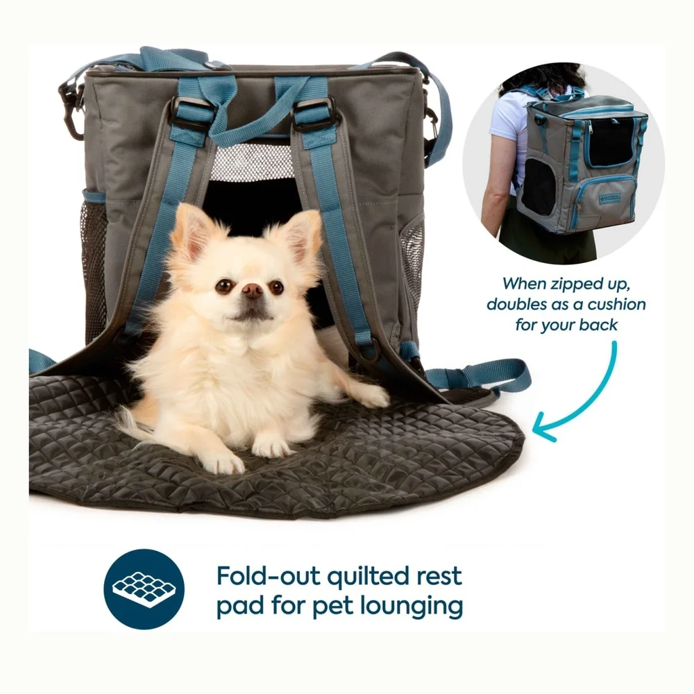 Sherpa Trek Tote Pet Carrier Backpack Gray Blue NWT Small Dog Cat Travel Bag